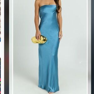 Showpo Blue Strapless Formal Dress